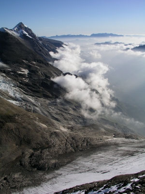 Wiesbachhorn 3570 m , Steinernes Meer und Hochkönig vom Grad des Fuscherkarkopfes